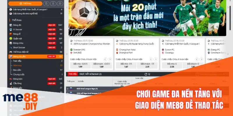 Chơi game đa nền tảng với giao diện ME88 dễ thao tác