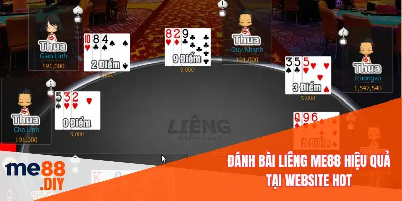 Đánh bài liêng ME88 hiệu quả tại website hot