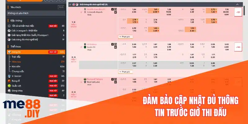 Đảm bảo cập nhật đủ thông tin trước giờ thi đấu