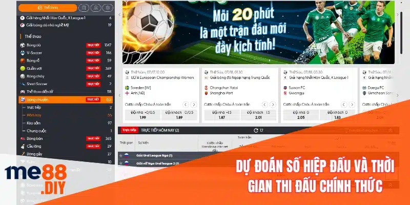Dự đoán số hiệp đấu và thời gian thi đấu chính thức
