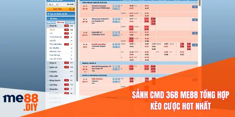 Sảnh CMD 368 ME88 tổng hợp kèo cược hot nhất