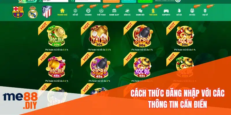 Cách thức đăng nhập với các thông tin cần điền
