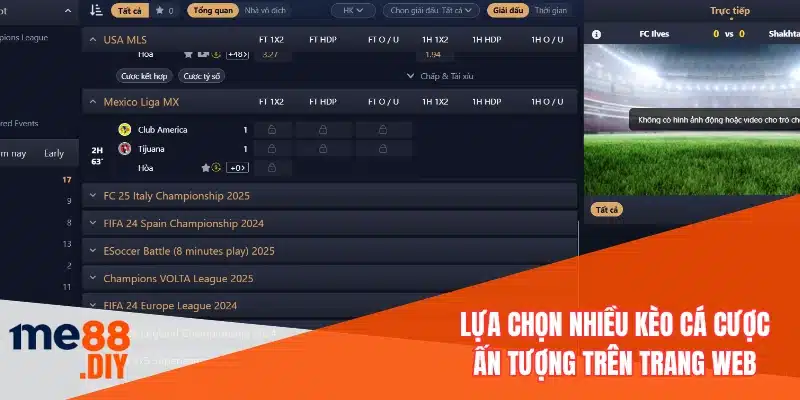 Lựa chọn nhiều kèo cá cược ấn tượng trên trang web