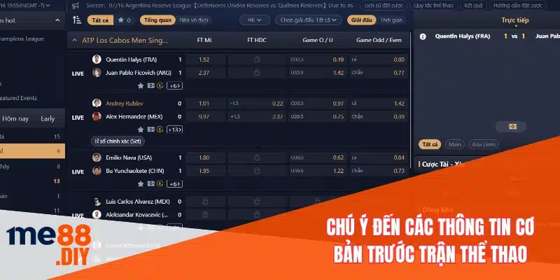 Chú ý đến các thông tin cơ bản trước trận thể thao