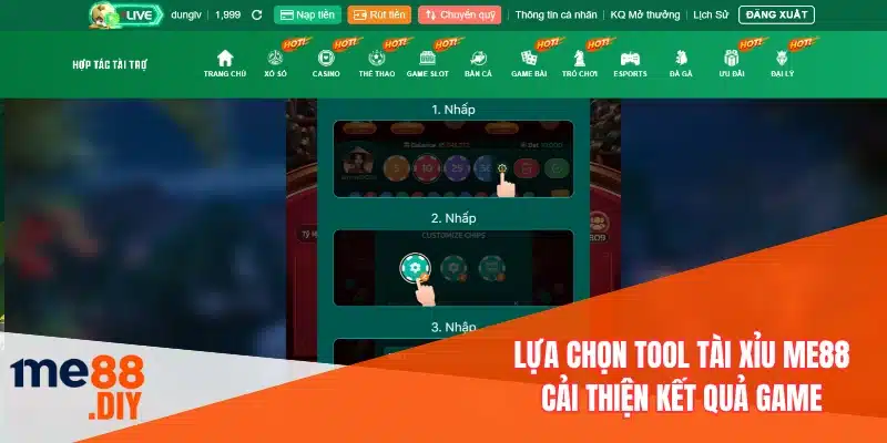 Lựa chọn tool tài xỉu ME88 cải thiện kết quả game
