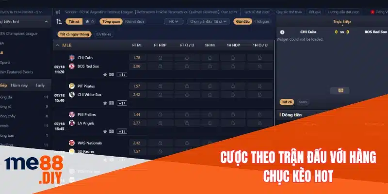 Cược theo trận đấu với hàng chục kèo hot